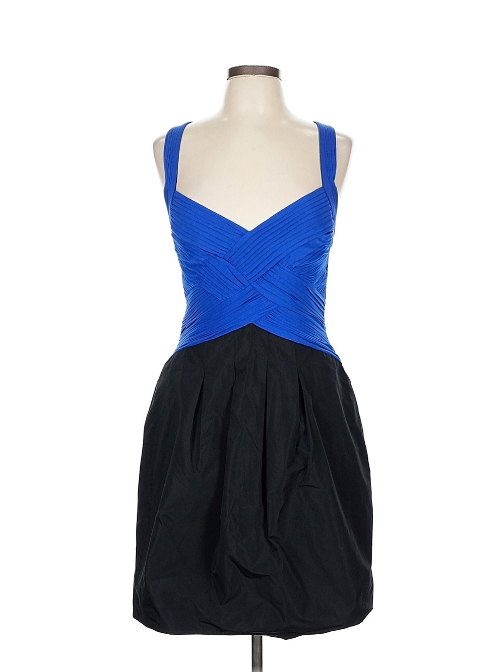 NWOT BCBGMaxAzria Royal Blue & Black Pleated Bodice Cocktail Dress 12